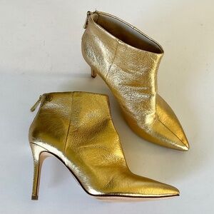 LOUISE ET CIE Sonya Pointy Toe Booties Gold Leather Size 7